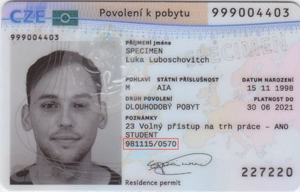 República Checa número de identificación fiscal (NIF) 2 ID